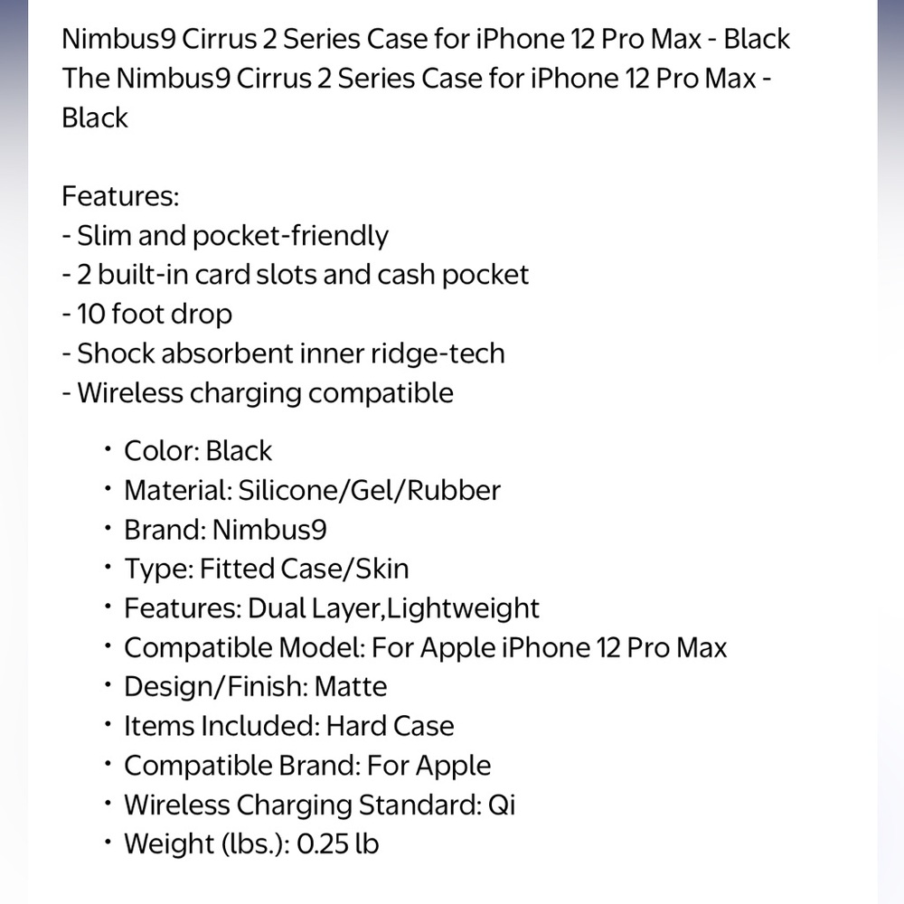 Cirrus 2 Case Black for iPhone 12 Pro Max - Picture 10 of 12